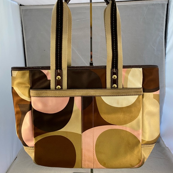 Coach Handbags - Coach Satin Brown/Pink Tote